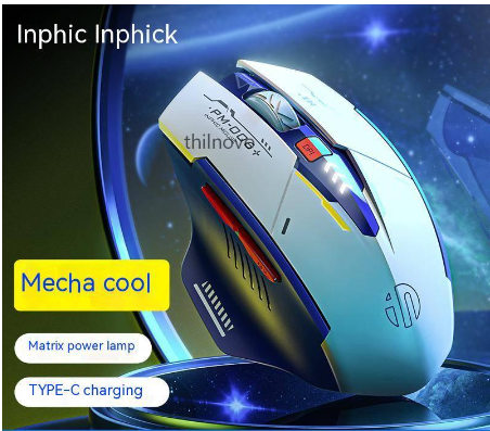 inphic M6P mecha version wireless mouse mute Typec rechargeable battery indicator