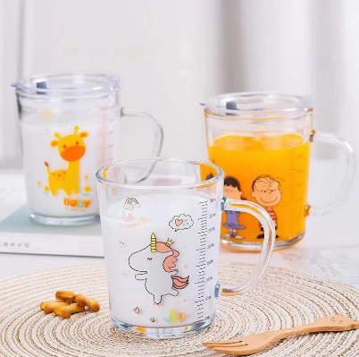 ZB118 350ML High Quality Korean Style Glass Mug Transparent with Handle & Straw Milk Cup Coffee
