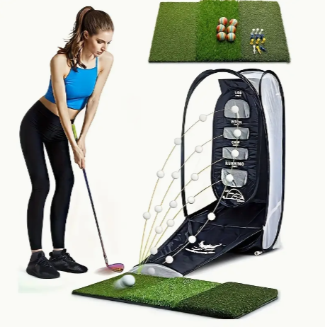 1pc Golf Practice Hitting Net, Indoor Backyard Home Chipping, 2 Target And Ball Swing Training Aids, Golfing Accuracy With A Tri-Turf Mat And Carry Bag, Great Gifts For Golfers
