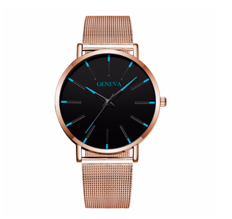 Ready Stock Men Black Stainless Steel Mesh Business GENEVA Watch Luxury Men Sport Watch Quartz Clock 06