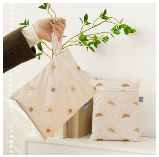 Elinfant 2 Pcs Set Mini Eco-friendly Portable Waterproof Snack Bag Washable Reusable Baby Diaper bag 18 x 25cm s19