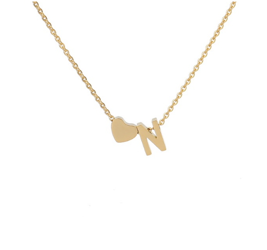 Maxzone Fashion Tiny Heart Initial Letter Necklaces For Women Stainless Steel Gold Silver Color Choker Pendant Necklace Boho Jewelry N