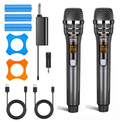 JISSDO Wireless Microphones,Dual Handheld Mic with Receiver,Dynamic Microphone for Singing, Karaoke