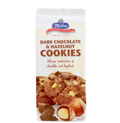 Merba Dark Chocolate and Hazelnut Cookies 200g