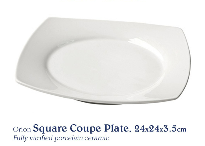 Chef's Classics Orion Ceramic Square Coupe Plate, 24x24x3.5cm