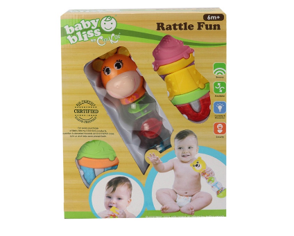 Baby Bliss 2 in 1 Rattle Fun Girrafe, Lead-Free - Developmental Toys