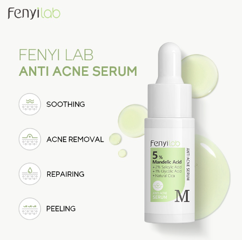 FENYI Lab 2% Salicylic Acid Anti Acne Peeling Serum Natural Cica Soothing Fade Acne Marks Pimple 17ML