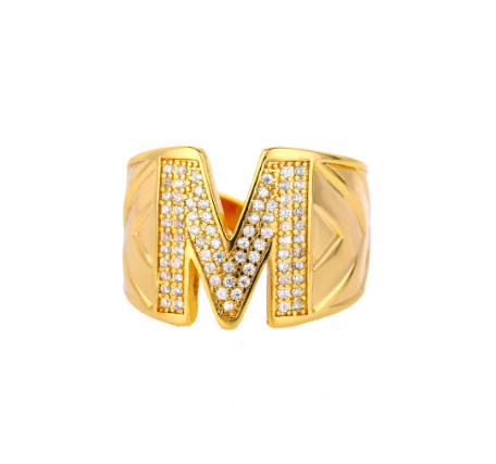 Fashion Initial Letter Rings For Women Finger Adjustable A-Z Alphabet Ring Jewelry M