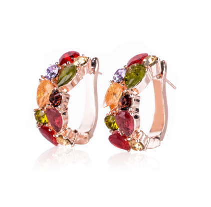 Colorful Crystal Rhinestone Alloy Ear Studs Earrings