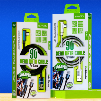 BAVIN 2.4A Quick Charging USB Cable CB211 w/ 90 Degree Angle & Elbow Data Cable