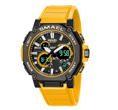 Smael 8047 Sports Quartz Watch Male Clock 50M Waterproof Stopwatch LED Backlight Multifunction Chronograph M1