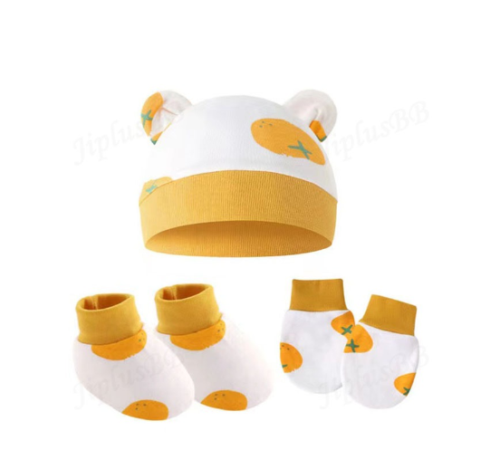 Baby hat Baby Mittens Booties Set newborn cap infant hats fashion Soft Cotton newborns Beanie 18