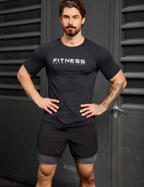 Men's Simple Printed Round Neck Short Sleeve Sports T-Shirt