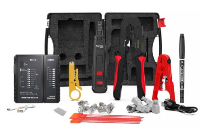 Ampcom14 in 1 Network Tool Kit, Ethernet cable Tester RJ45 RJ11 CAT6 Connectors Cable Crimper, Stripper Pliers