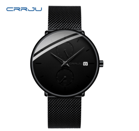 CRRJU Men's Watch Original Brand Multifunctional Fashion Business Analog Quartz Stainless Steel Waterproof 2263 X BLACK 3