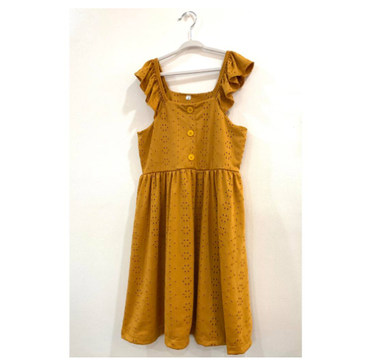 Sonya Kids Fashion Ruffle Top Dress Plain Gingham C4