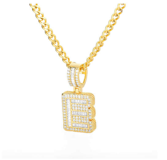 Trend Cubic 2020 Zirconia Letters A-Z Pendant Necklaces Iced Out Rock Candy Style Initial E