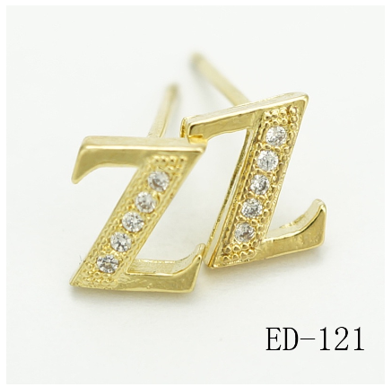 Ins Gold Plated Diamond Earrings Korean letter inlaid Zircon Earrings Fashion Earrings Z