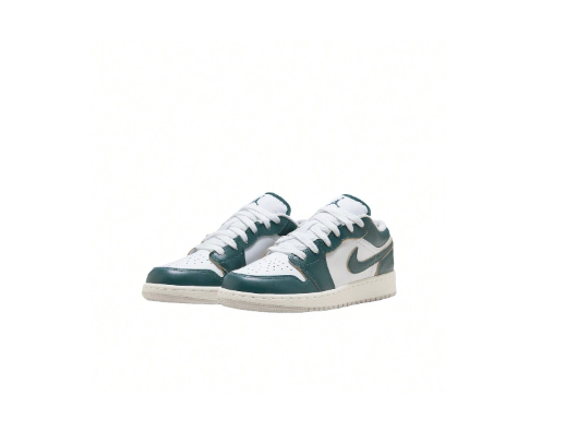 Jordan Air Jordan 1 Low SE Comfortable Versatile Slip-Resistant Low-Top Retro Basketball Shoes For Kids (Green & White, FQ8041-300)