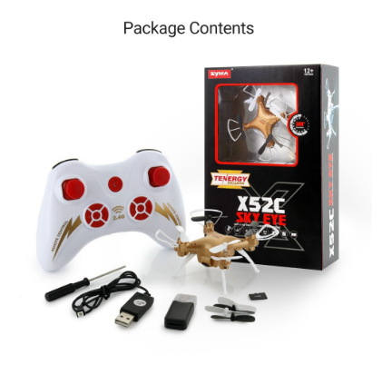 Syma X52C Nano Quadcopter with 2MP 720P HD Camera and Bonus Battery (Gold)