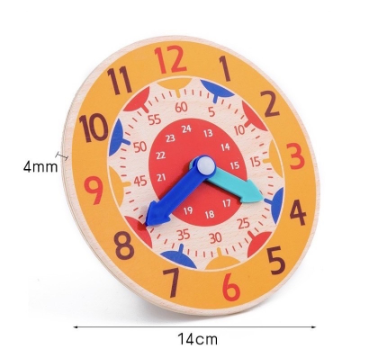 Montessori Wooden Clock Toy and Laminated Clocks for kids with Moving Hands - Learn Time