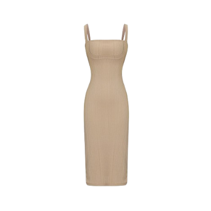 Lovito Elegant Plain Backless Dress for Women LNE16136 (Khaki)
