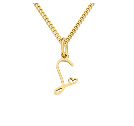 Cursive Initial Necklaces for Women Girls,14K Gold Filled Personalized Monogram Name Letter Necklace Jewelry Gifts L