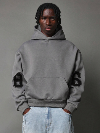 SUMWON Regular Fit Overhead Hoodie With Number Graphic Print