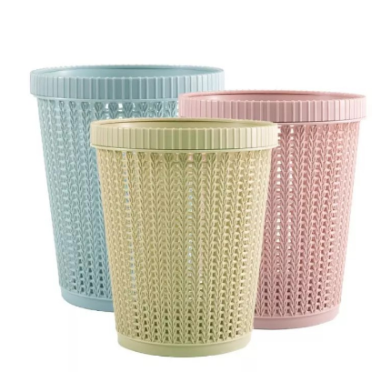 Trash Bin with Automatic Garbage Bag Coverless Hollow Garbage Bin Trash Can Plastic Waste