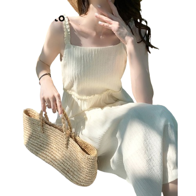 Lovito Women Casual Plain Pleated Dress LNA26273 (Off White)