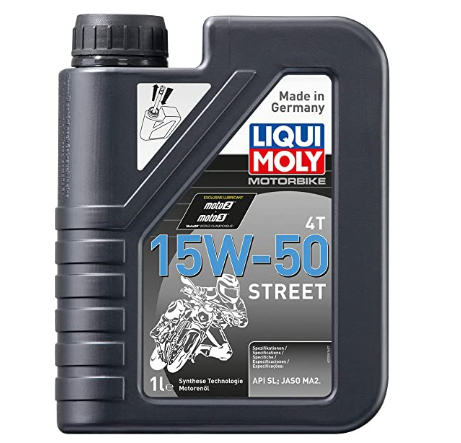 Liqui Moly Motorbike Street 4-Stroke SL/JASO MA2 15W50 Synthetic Motorcycle Engine Oil (1 Liter)
