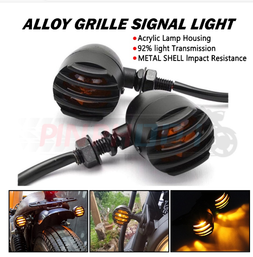 2pcs Aluminum Alloy Grille Signal Light Motorcycle Turn Lights Motorbike Headlights Turn Signal Lights