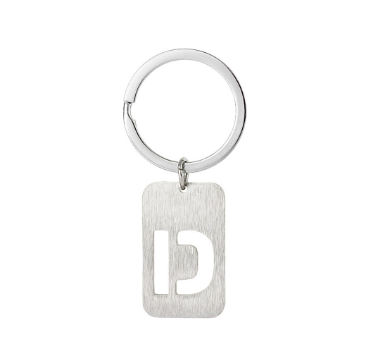 1Pcs Simple Stainless Steel 26 Letter Keychains Fashion Sliver Color Initials Keyrings Handbag Charms Ornaments Souvenir Gifts D