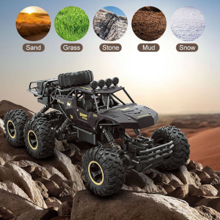 Oversized 1:8 4WD RC Car Update with LED Lights RC Car with 6 Wheels Toy Off-Road Vehicle High Speed