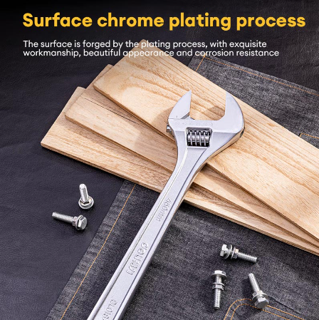 Deli 15"/18"/24" Adjustable Wrench Heavy Duty High Carbon Steel Spanner EDL015A/EDL018A/EDL024A