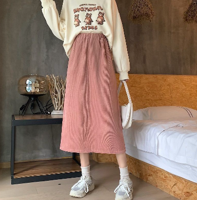 Women's Spring and Autumn Mid-length Skirt with Hips High Waist Thin Thick Skirt