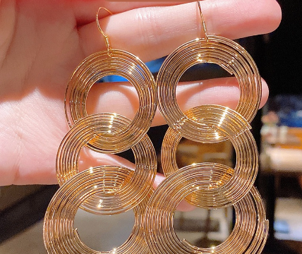 Fashion Earrings Korean Large Circle Long Round Hoop Dangling Earrings Earrings Women