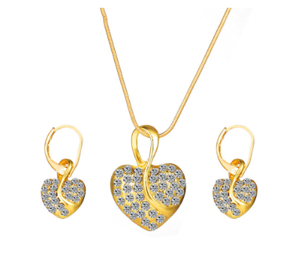 Three-dimensional Love Drop Earrings For Lover Gold Silvery Chain Summer Necklace