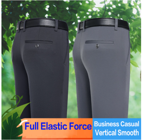 CEO Men's Formal Pant Office Black Slocks Pants For Mens Stretchable Elastic Slacks Casual Long Trousers Business Man Father Oversize