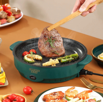 Multifunction Electric Frying Pan Household Barbecue Steak Fish Frying Pan Skillet Non-stick Cooking Machine For Kitchen Camping