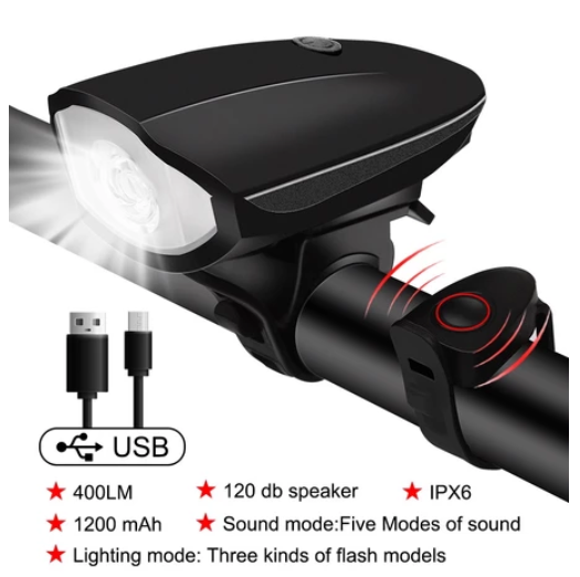 Multi-mode Bike Light with Horn Rechargeable Waterproof Night Light for Mountain Bike Flashlight BL1