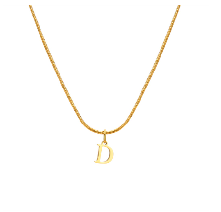 Vnox Gold 26 Capital Letter Necklace for Women,Stainless Steel Initial Pendant Necklaces D