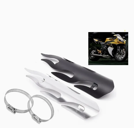 Universal Flame Exhaust Muffler Pipe Heat Shield Cover Heel Guard Motorcycle Custom For Harley Honda Suzuki Kawasaki Old School Bobber Touring