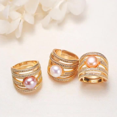 Exaggerated Index Finger Retro Design Pearl Ring for Female