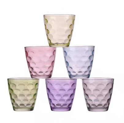 6Pcs Colorful Raindrop Drinking Water Glass Set Juice Cup Beer Mug Gift Cup
