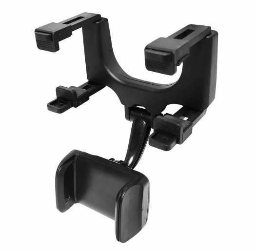 Universal Adjustable Car Rear View Mirror Mount Holder And Car Phone Mount Holder (H2 Black)