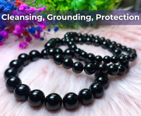 Black Tourmaline [CLEANSING AND GROUNDING] Bracelet (Brazil) Authentic Crystal