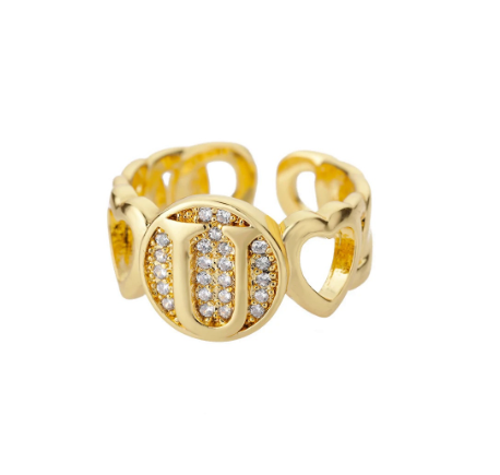 Initial Letter Open Rings For Women Aesthetic Love Heart Wedding Rings Stainless Steel Jewelry Gifts U