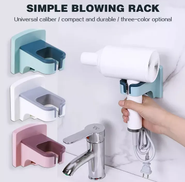 Hair Dryer Organizer,Wall Mount Drill-Free Hair Dryer Rack, Multifunctional Hair Blower Storage