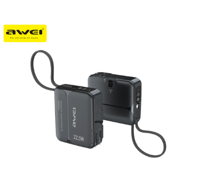 Awei P172K 20,000mAh Fast Charge Portable Powerbank With LED Display and Built-in Cables Power Bank